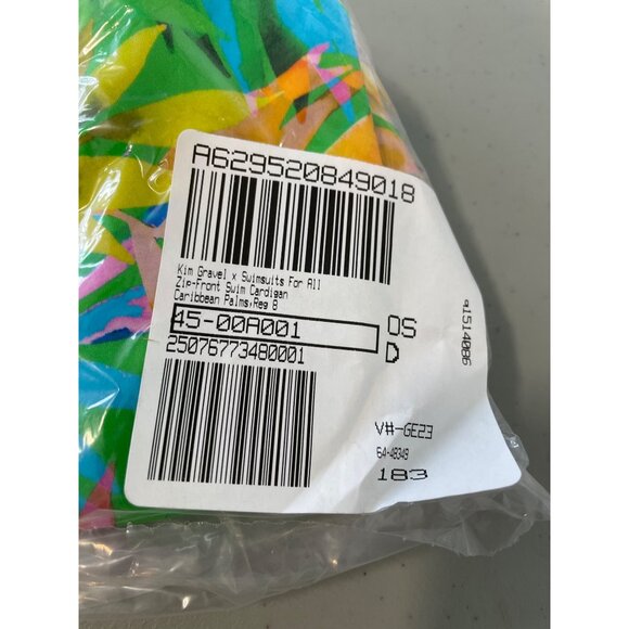 Kim Gravel x Swimsuits For All Zip Front Swim Cardigan Size 8 Caribbean Palms - Picture 3 of 9